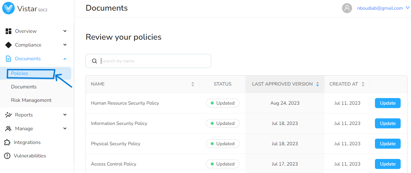 The Policies page